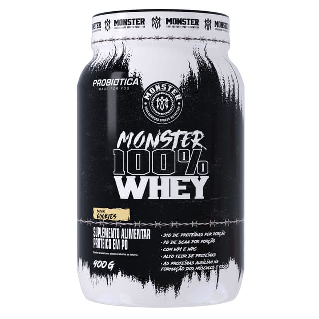 MONSTER 100% WHEY POTE 900G COOKIES - PROBIOTICA
