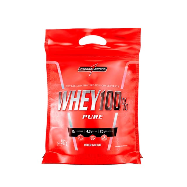 WHEY 100% PURE 907G REFIL MORANGO
